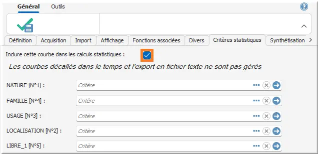Activation critères statistiques